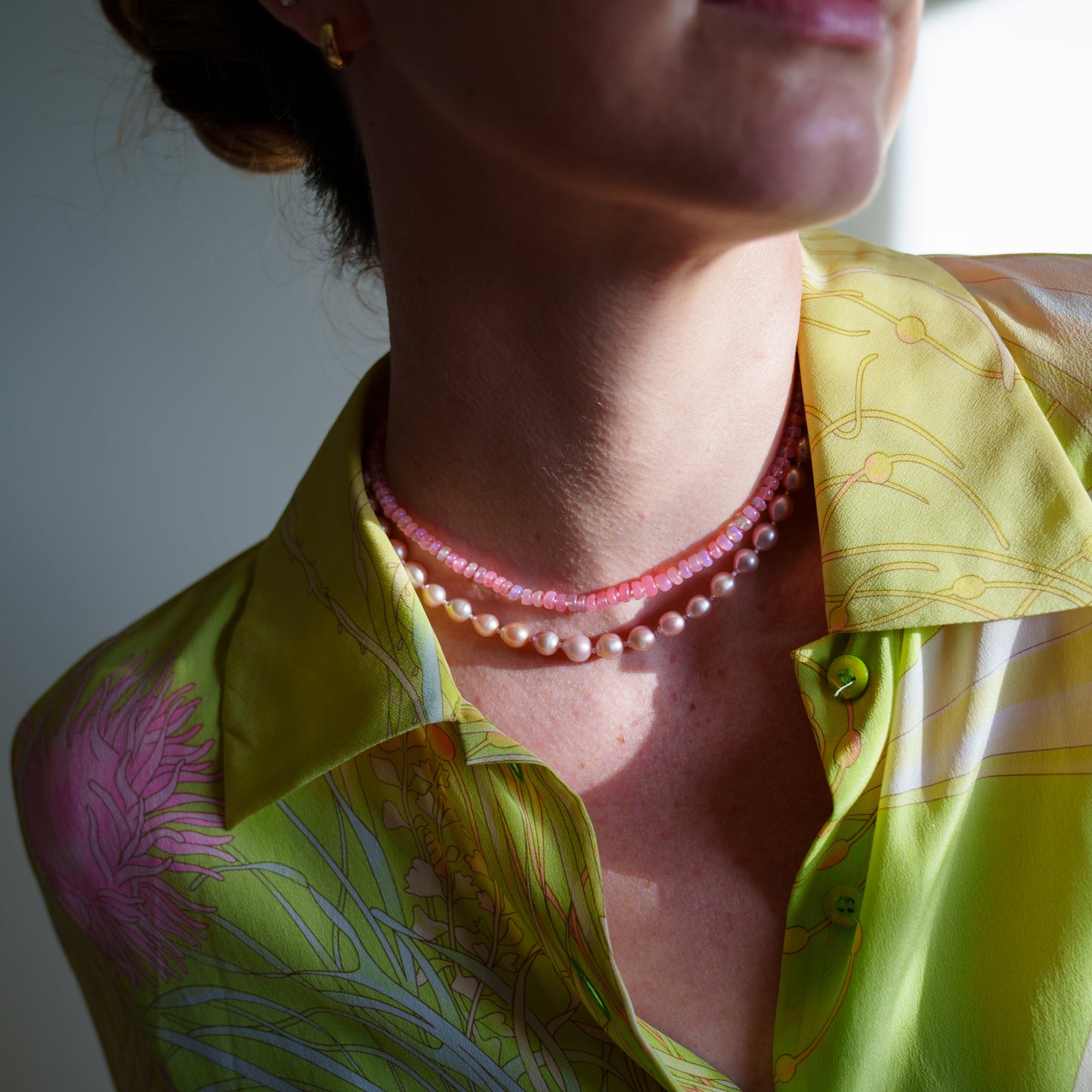 Neon Pink Opal Necklace