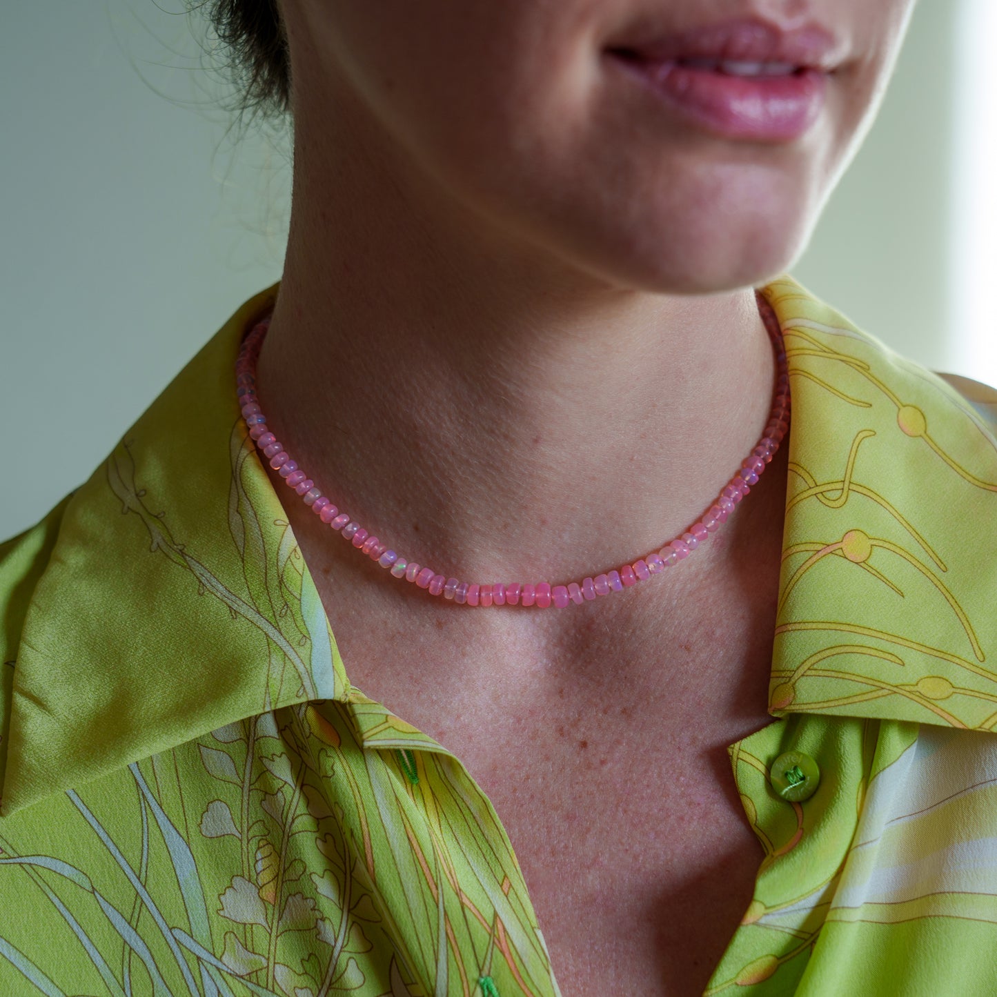 Neon Pink Opal Necklace