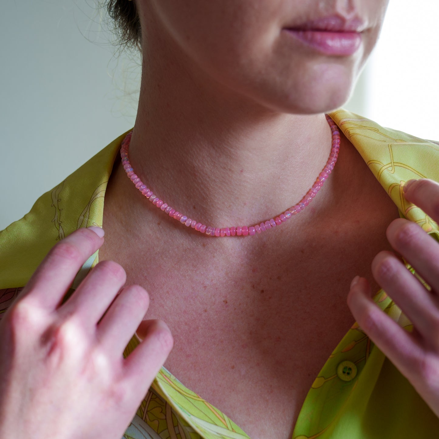 Neon Pink Opal Necklace