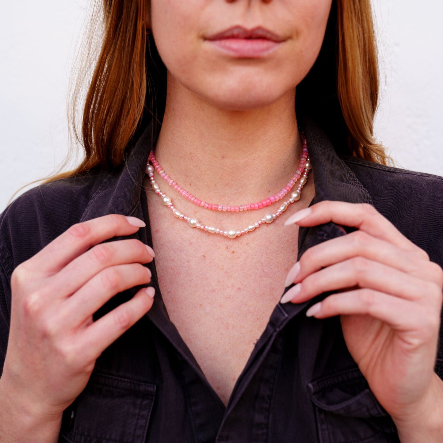 Neon Pink Opal Necklace