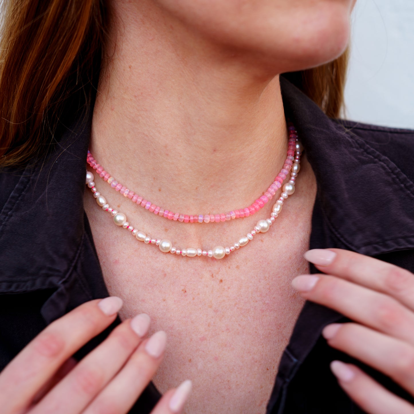 Neon Pink Opal Necklace