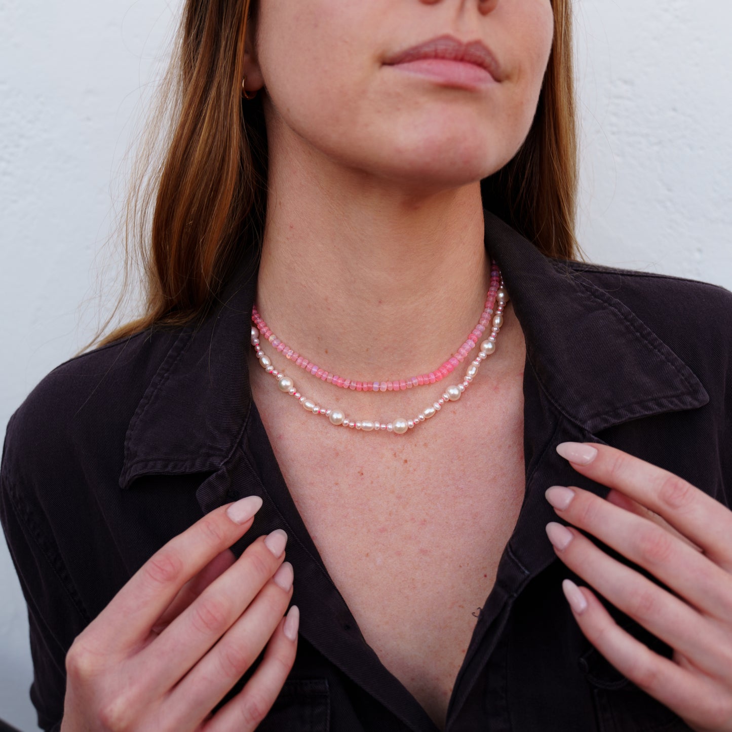 Neon Pink Opal Necklace