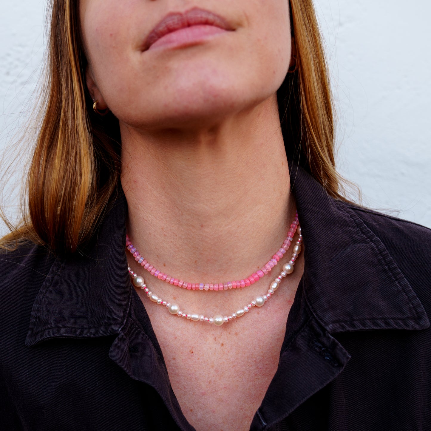 Neon Pink Opal Necklace